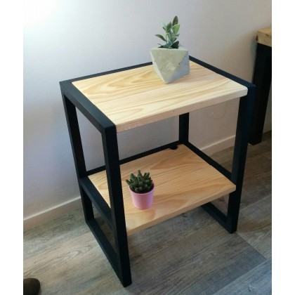 Table de chevet en acier bois HIBA Table de chevet en acier bois HIBA