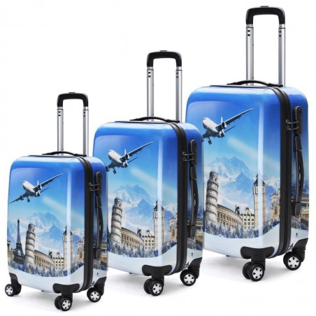 Set de 3 valises coque-rigide bleu