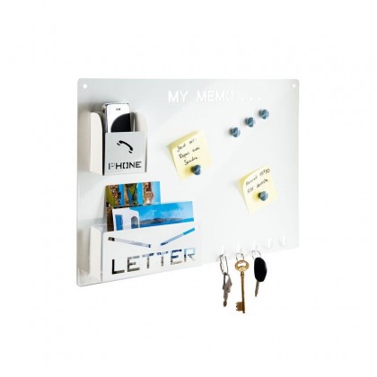 Cadre mémo magnétique, porte téléphone et range courrier Cadre mémo magnétique, porte téléphone et range courrier