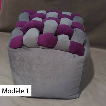 Pouf cube design tresse Pouf cube design tresse