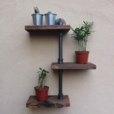 3 levels wooden wall shelf