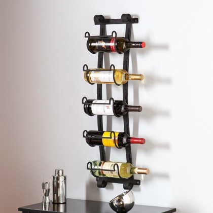 V47 Porte Bouteille Métal Argenté tressé Wine