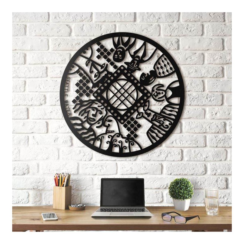 Metal wall art Seattle Manhole Cover Couleur Gris