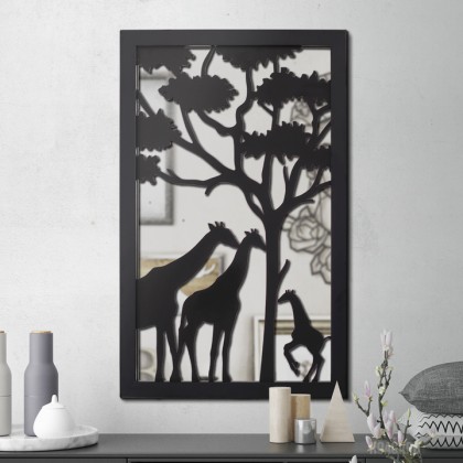 Miroir en acier Famille girafe Miroir en acier Famille girafe