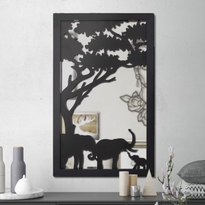 Miroir en acier Famille d'éléphant Miroir en acier Famille d'éléphant