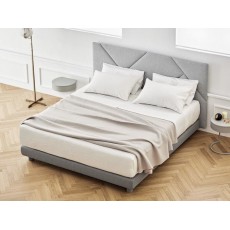 Lit double en tissu avec tête rembourrée OPUS