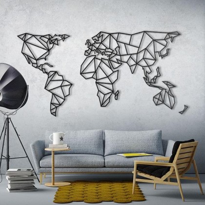 Tableau Déco En Acier Carte Du Monde Xxxl Couleur Gris