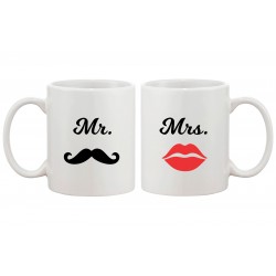 Set de 2 mugs personnalisés - Couple amoureux - Mr & mrs